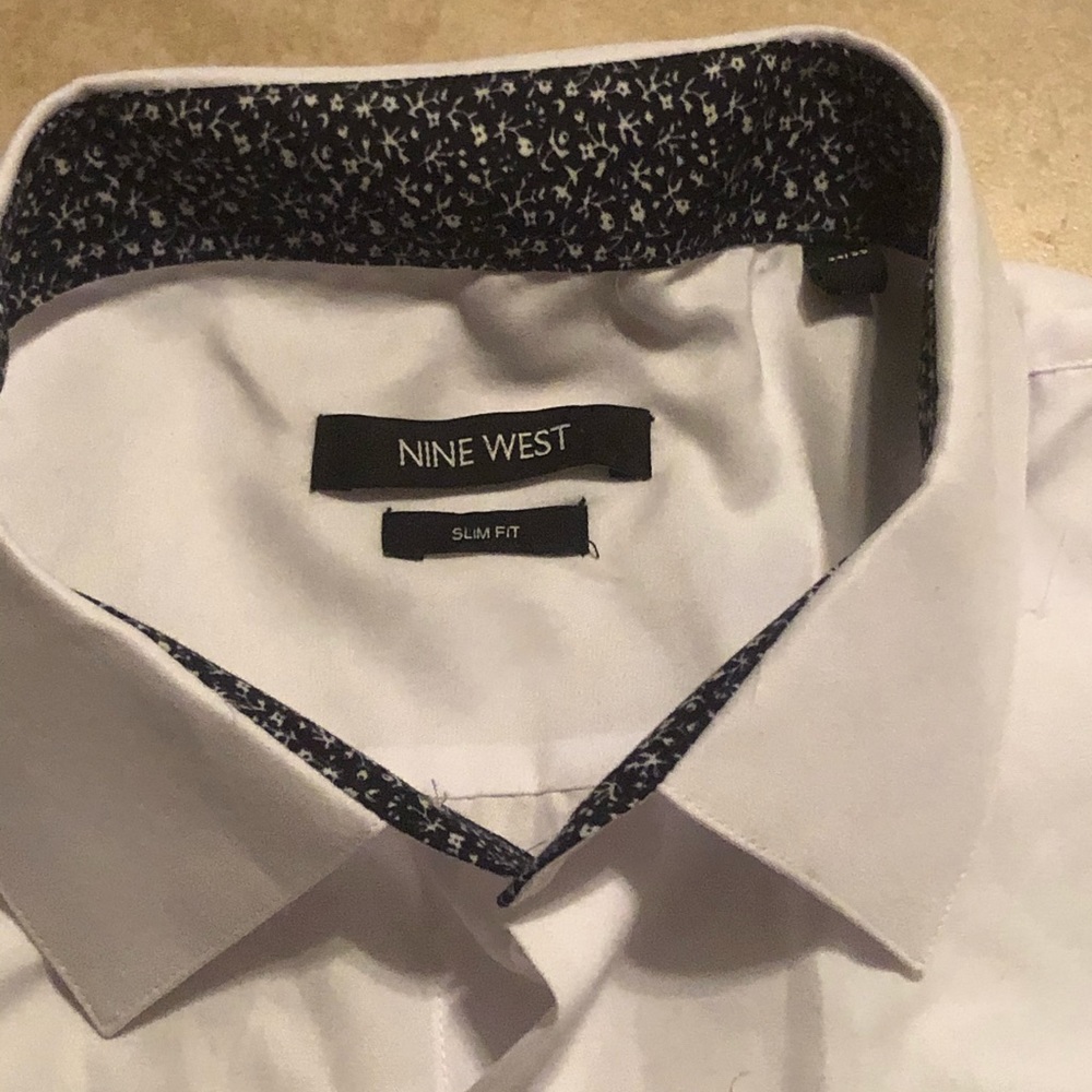 NEW NWT Nine West Men’s White dress shirt size 34/35 XL 17 - 17 1/2